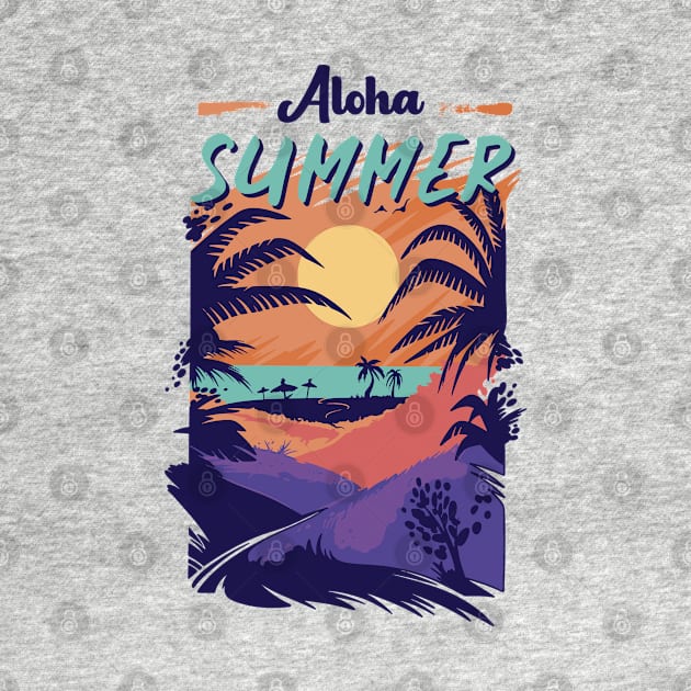 Aloha Summer Retro Vintage Art by Promen Shirts